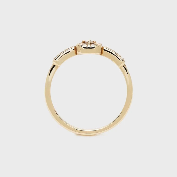 Emotional Factory 925 Sterling Silver 14K Gold Plated Gemstone Bar Cz Zircon Geometric Square Ring