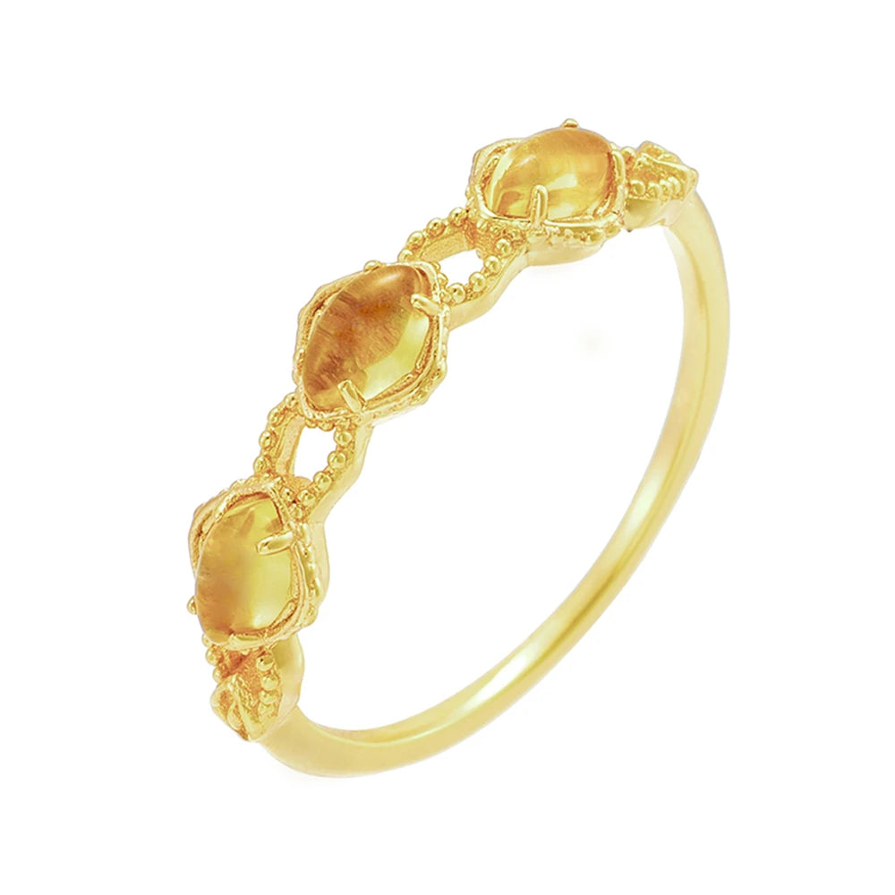 Gem Rhombus Hollow Natural Citrine Energy Ring