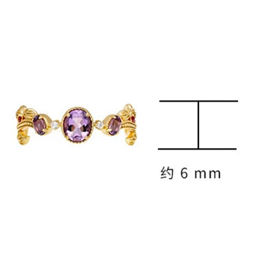 Emotional Factory 925 Sterling Silver 14K Gold Plated Gem Stone Gemstone Geometric Oval Cz Zircon Corundum Amethyst Ring