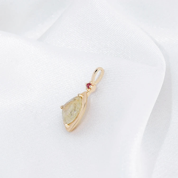 925 Sterling Silver 14K Gold Plated Gemstone Paw Gem Stone Red Corundum Shaped Blonde Crystal Necklace