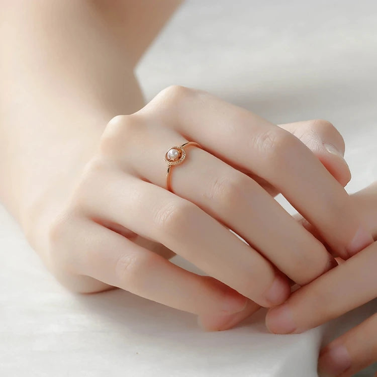 Emotional Factory 925 Sterling Silver 14K Gold Plated Gemstone Pearl Vintage Irregular  Magma Enamel Ring