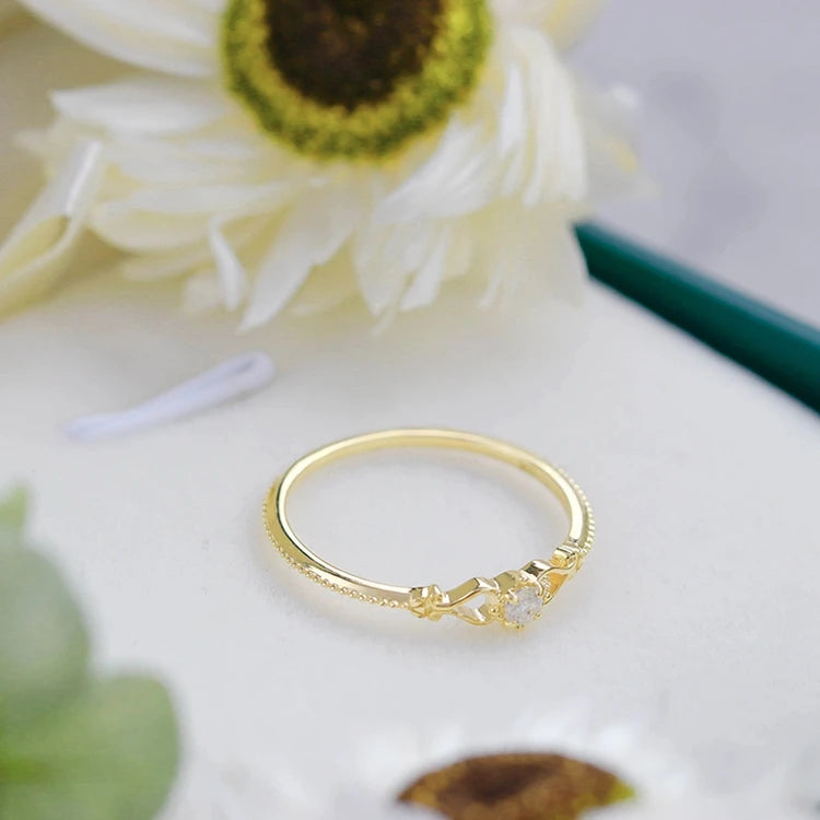 Emotional Factory 925 Sterling Silver 14K Gold Plated Gemstones Retro Vintage Zircon Ring