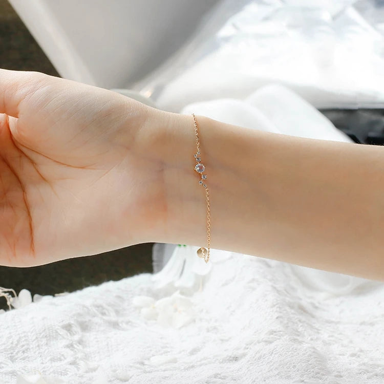 Emotional Schmuck Silber Factory 925 Sterling Silver 14K Gold Plated Gemstone Ursa Major Shaped White Zircon Moonstone Bracelet