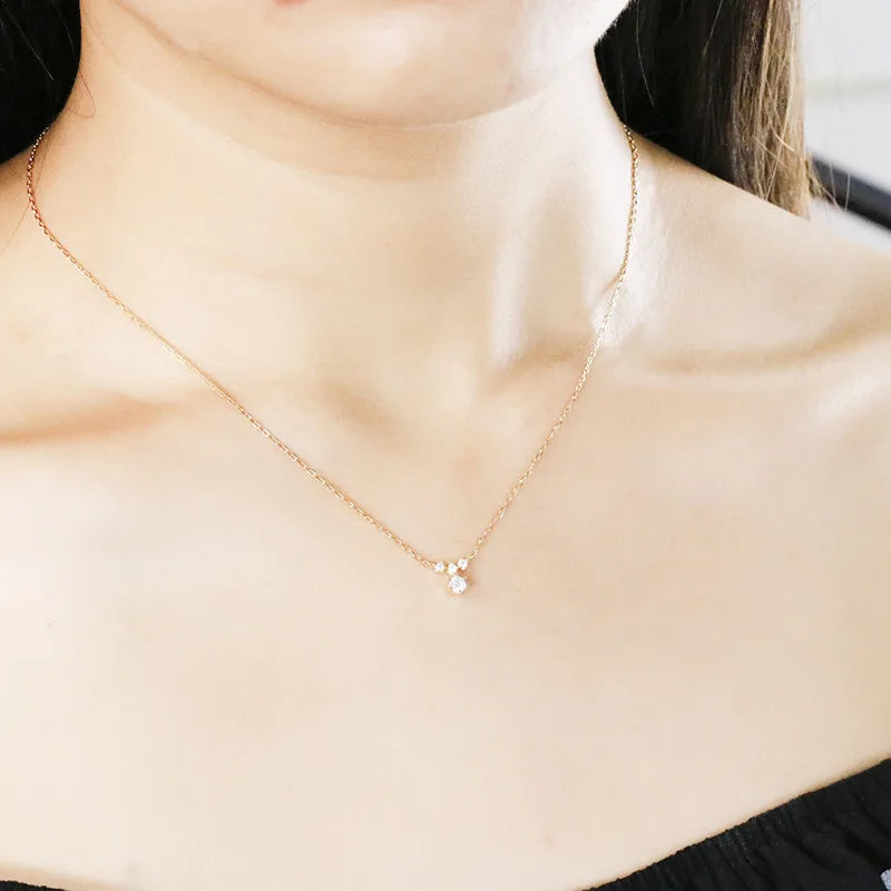 Emotional Factory 925 Sterling Silver 14K Gold Plated Gemstone Y Shaped Sample Round Stone Moissanite Chain Necklace