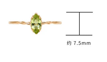 925 Sterling Silver 14K Gold Plated Natural Stone Gemstone Vintage Simplicity Drop Green Peridot Ring With Natural Stone