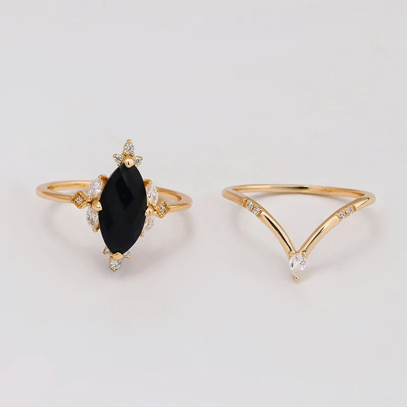 Exclusive Japanese-Inspired 14k Gold-Plated S925 Silver Ring with Elegant Black Agate - Luxurious Design & Craftsmanship