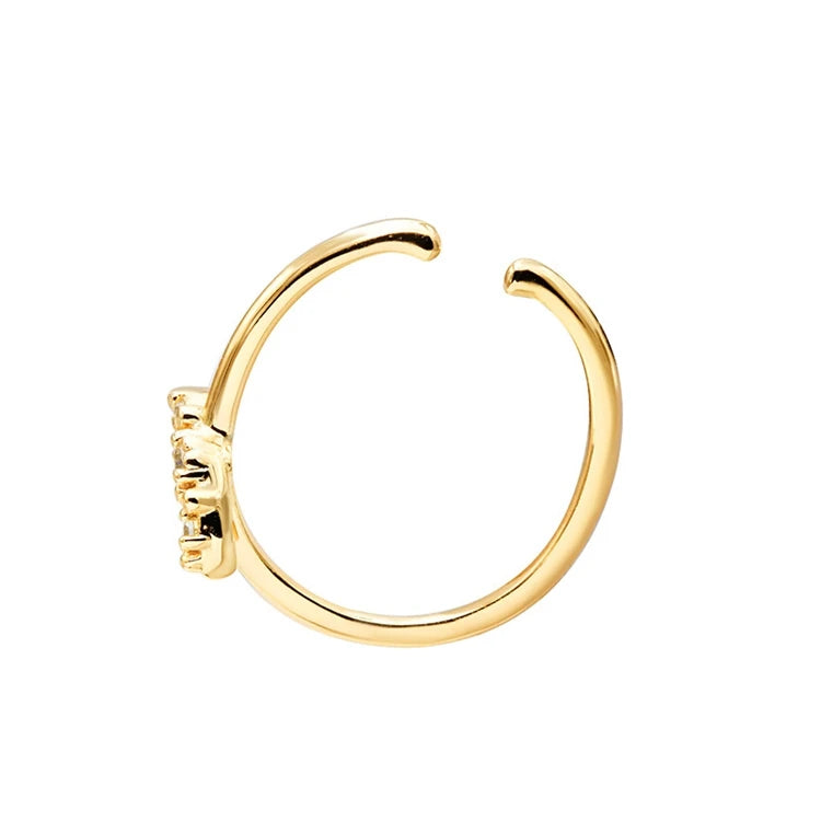 Emotional Factory 925 Sterling Silver 14K Gold Plated Gemstone Moon Hoop White Zircon Ear Bone Clip Earrings