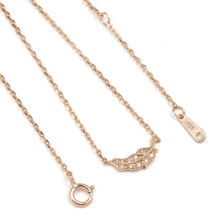 Emotional Factory 925 Sterling Silver Minority Leaf Pendant 14K Gold Plated Necklace