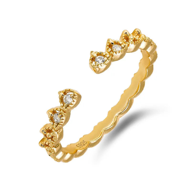 925 Sterling Silver 14K Gold Plated Gemstone Butterfly Natural Amethyst Lace Zircon Adjustable Pattern Stacked Relief Ring