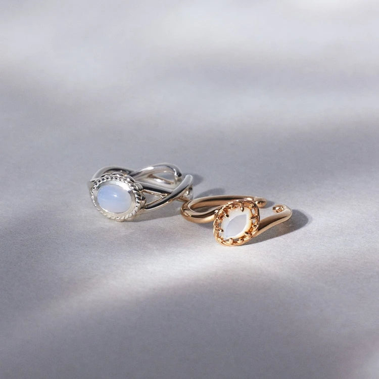 Emotional Factory 925 Sterling Silver Platinum Gold Plated Gemstone X Opal Ear Clips Earrings