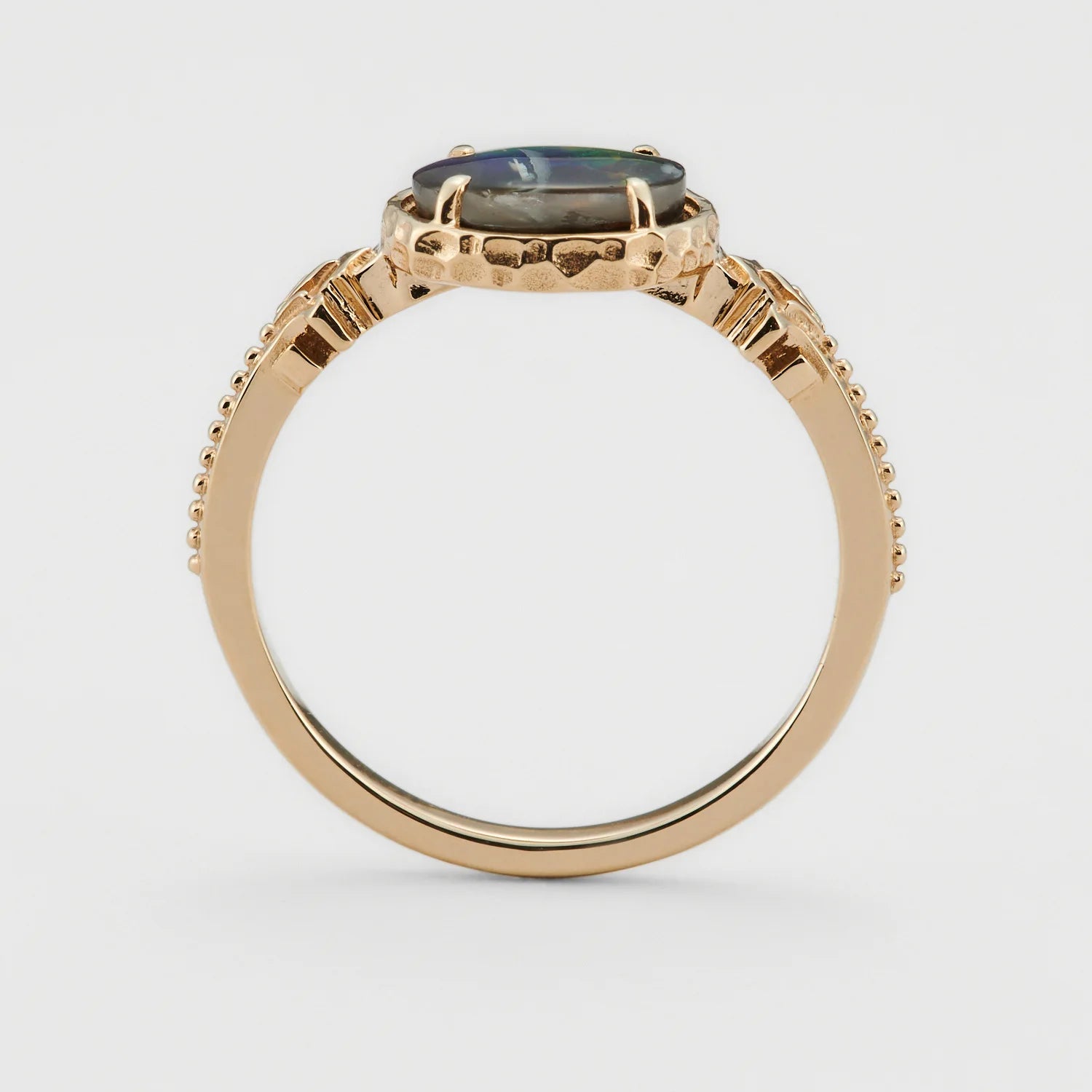 Japanese Minority Fashion Silver Ornaments Inlaid Ammolite RingS925Silver Plating14KGold-plated Ring