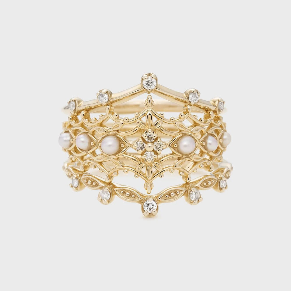 Emotional Factory 925 Sterling Silver 14K Gold Plated Wear Simple Polka Dot Model Drop Cz Zircon Paired V Shaped Ring