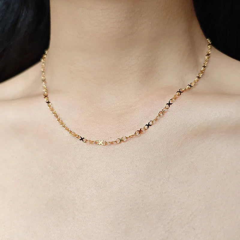 Emotional Factory 925 Sterling Silver 14K Gold Plated 8-Shaped Infinity Stacking Chain Necklace