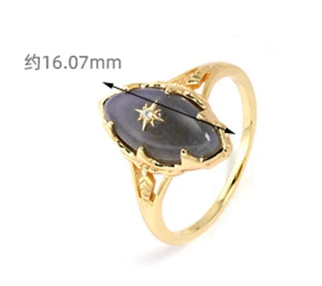 925 Sterling Silver 14K Gold Plated Gemstone Night Sky Stars Vintage Fantasy Women Grey Labradorite Ring