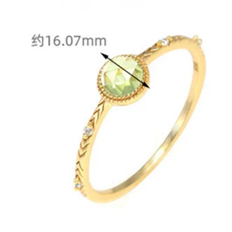Emotional Factory 925 Sterling Silver 14K Gold Plated Gem Stone Gemstone Geometrical Zircon Round Stone Peridot Ring