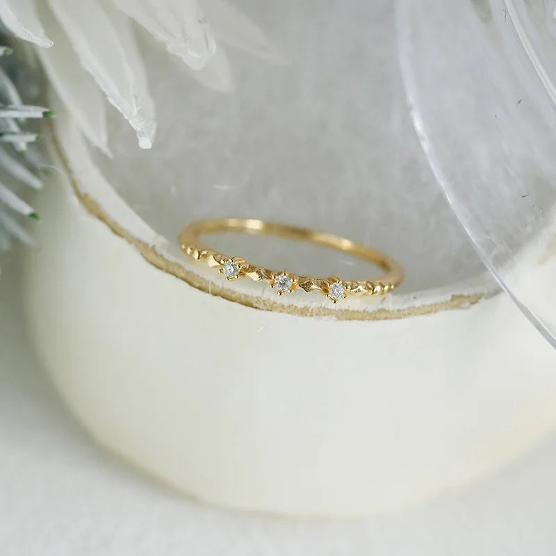 Emotional Factory 925 Sterling Silver 14K Gold Plated Gemstone Moissanite Diamond Star Ring