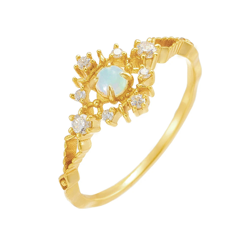 Gemstones Gem Flower Bright Starry Sky Opal Ring