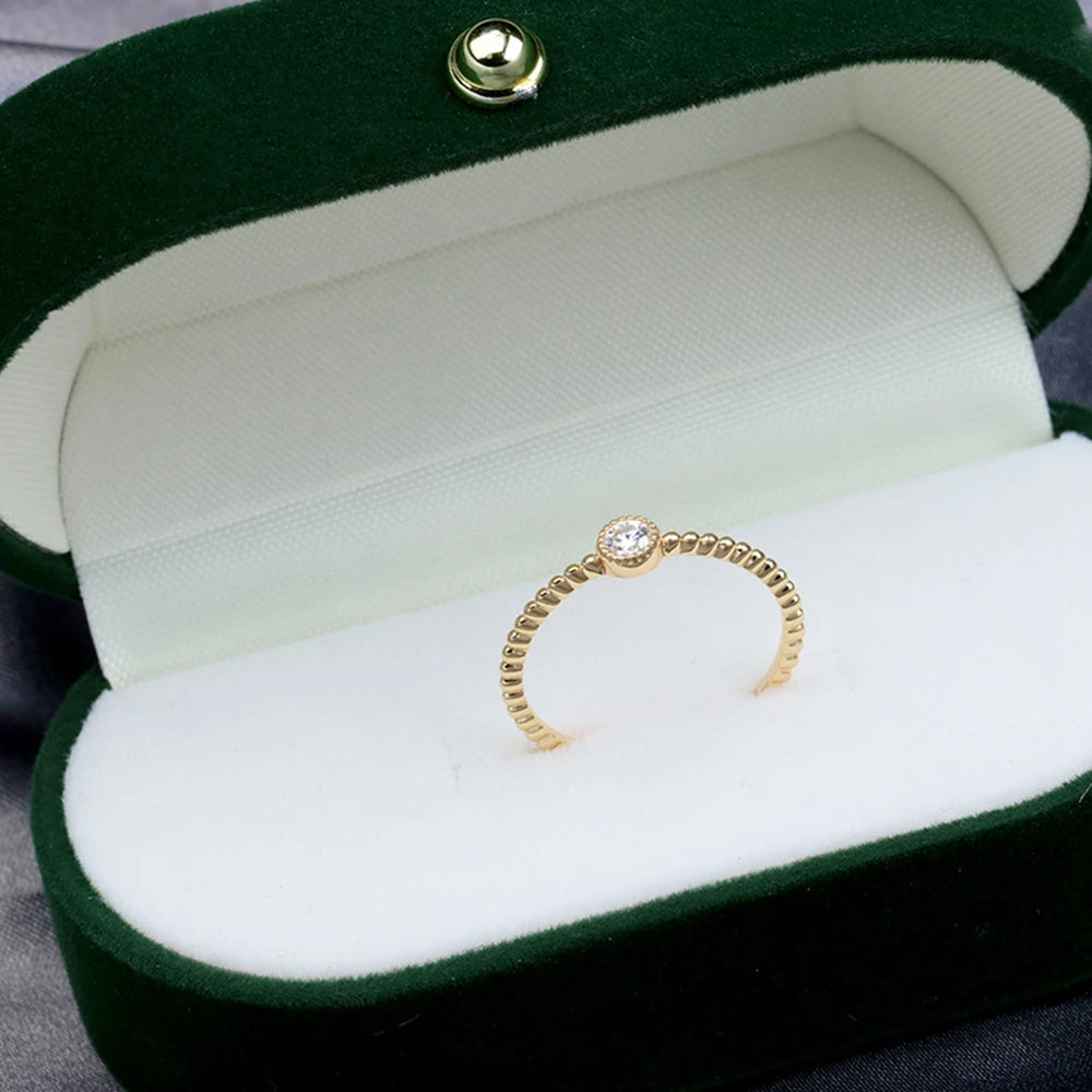 Custom 925 Sterling Silver 14K Gold Plated Natural Stone Gemstone All Match Women Rings Simple Style Fine Single Moissanite Ring