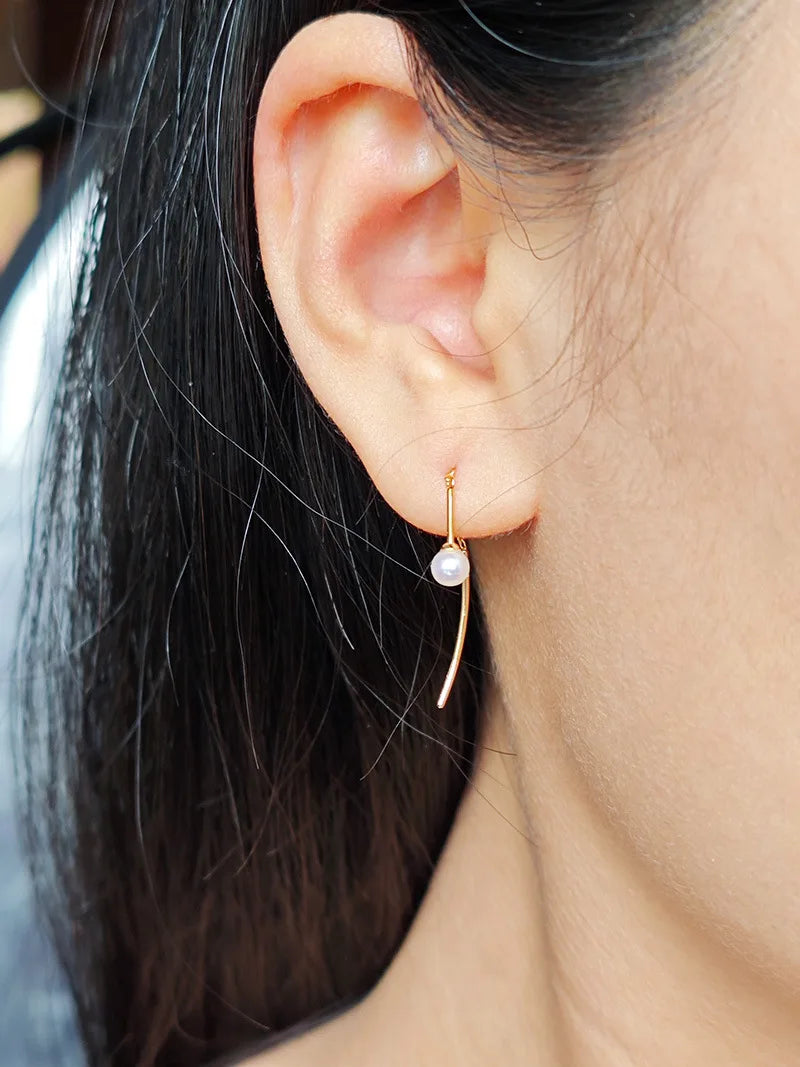 Emotional Factory 925 Sterling Silver 14K Gold Plated Gemstone Freshwater Pearls Long Earrings