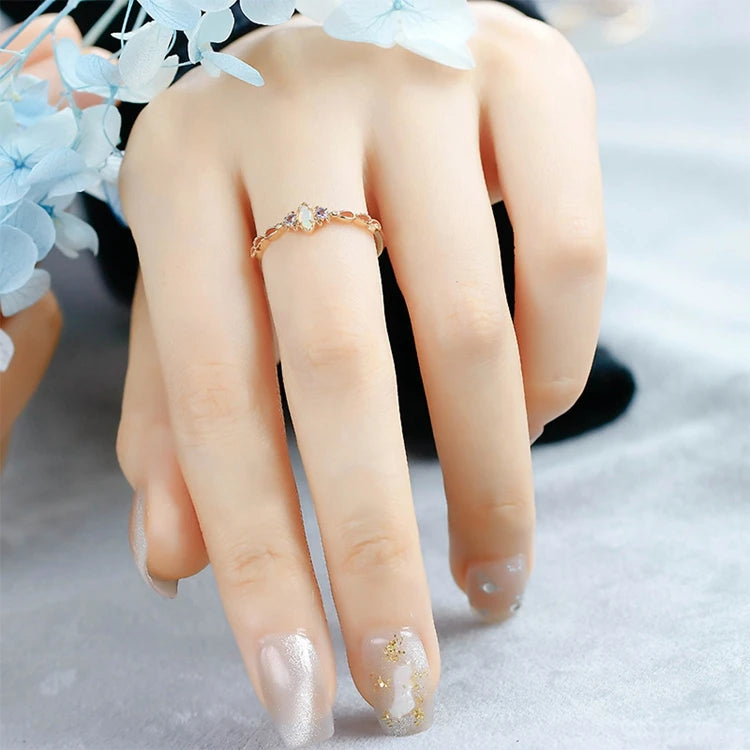 Emotional Factory 925 Sterling Silver 14K Gold Plated Gemstones Vintage Light Luxury Tanzanite Zirconia Opal Australia Ring