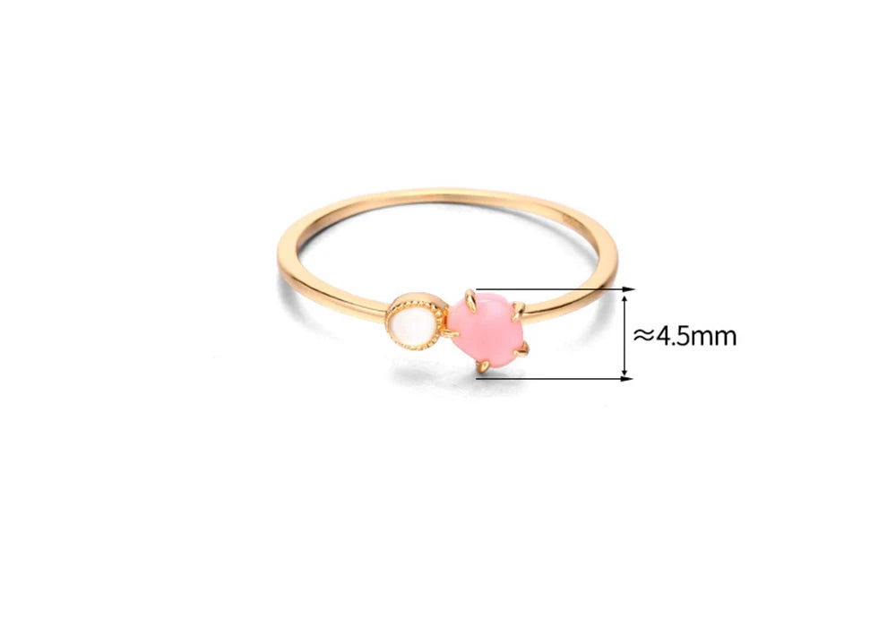 Emotional Factory 925 Sterling Silver 14K Gold Plated Gem Stone Gemstone Small Shaped Queen Shell Crystal Ring