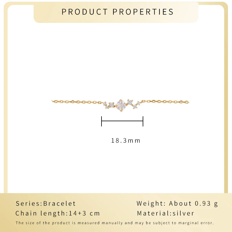 QUANQING Jewelry New Product Pure Silver Electroplated 14K Gold Bracelet Brilliant Star River Moonlight Stone Women's Bracelet