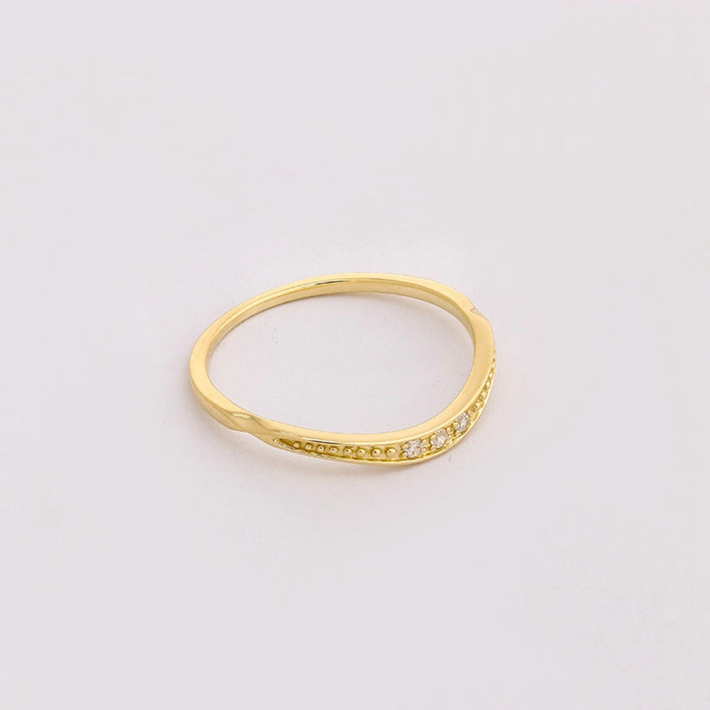 Emotional Factory 925 Sterling Silver 14K Gold Plated Gem Stone Gemstone Cz Zircon Wave Multi-Layered Zirconia Thin Ring