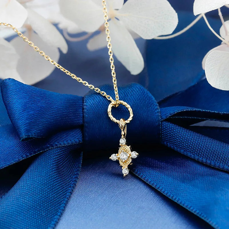 Emotional Factory 925 Sterling Silver 14K Gold Plated Gemstone Thorns Roses Flower Cross Necklace