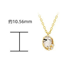 Emotional Factory 925 Sterling Silver 14K Gold Plated Gemstones Landscape Zircon Natural Black Hair Crystal Necklace