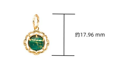 925 Sterling Silver 14K Gold Plated Gemstone Vintage Hollow Blonde Crystal Malachite Pendant Necklace With Ordinary Chain