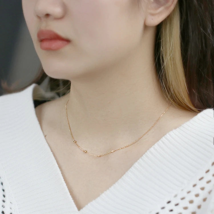 Gemstone Emotional Factory 925 Sterling Silver 14K Gold Plated Zircon Simple Eight-Pointed Star Carved Necklace