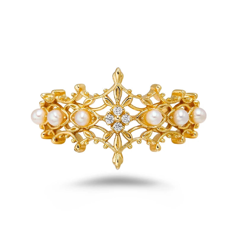 2024 Spring New Arrival Nojes * Same Sweet Style Freshwater Pearl Lace S925 Sterling Silver  Ring