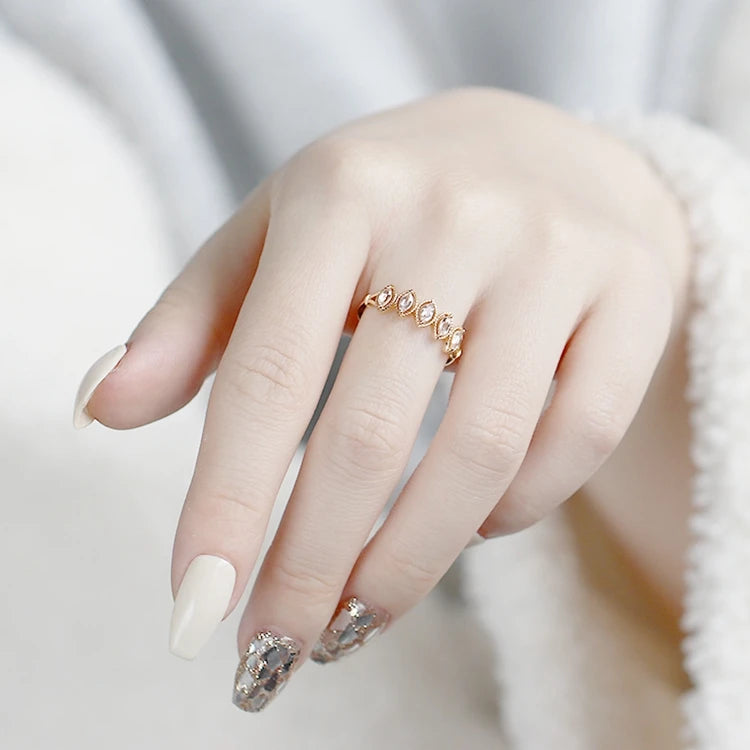 925 Sterling Silver 14K Gold Plated Gemstone Oval Marquise Stone White Topaz Royal Style Ring