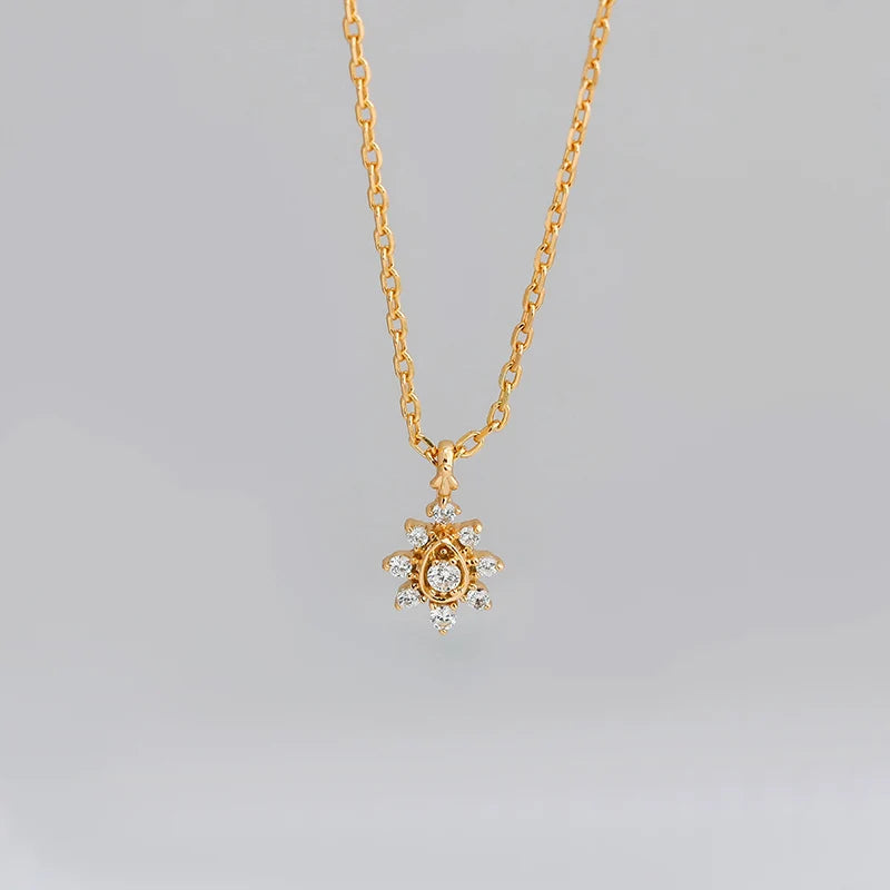 Japanese Luxury Style S925 Silver Plated 14k Gold White Zircon Necklace
