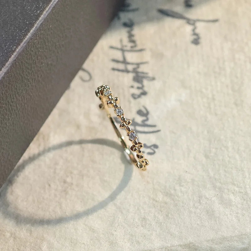 Emotional Factory 925 Sterling Silver 14K Gold Plated Gemstone Cz Zircon Flower Ring for Women Gift Wedding