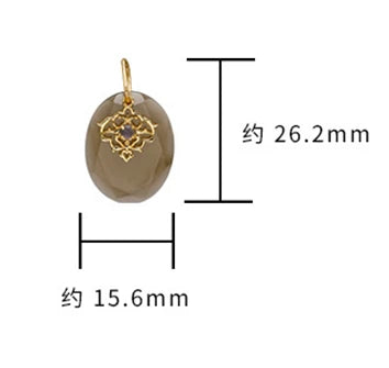 Emotional  925 Sterling Silver 14K Gold Plated Gem Stone Gemstone Geometric Egg Shape Cordierite Lace Quartz Stone Pendant