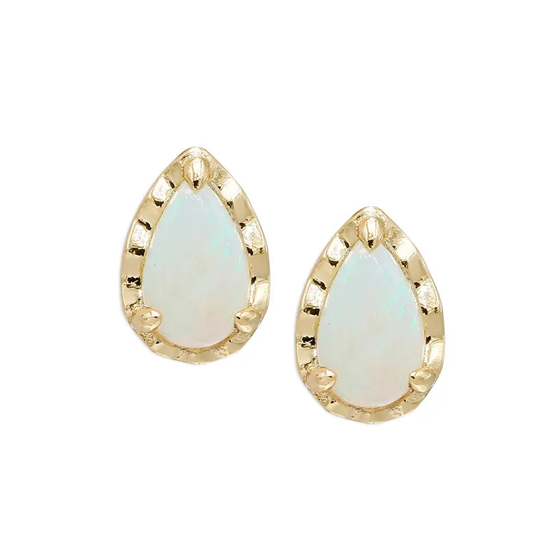 Emotional Factory 925 Sterling Silver 14K Gold Plated Gemstone Retro Natural Water Drops Australia Opal Temperament Earrings