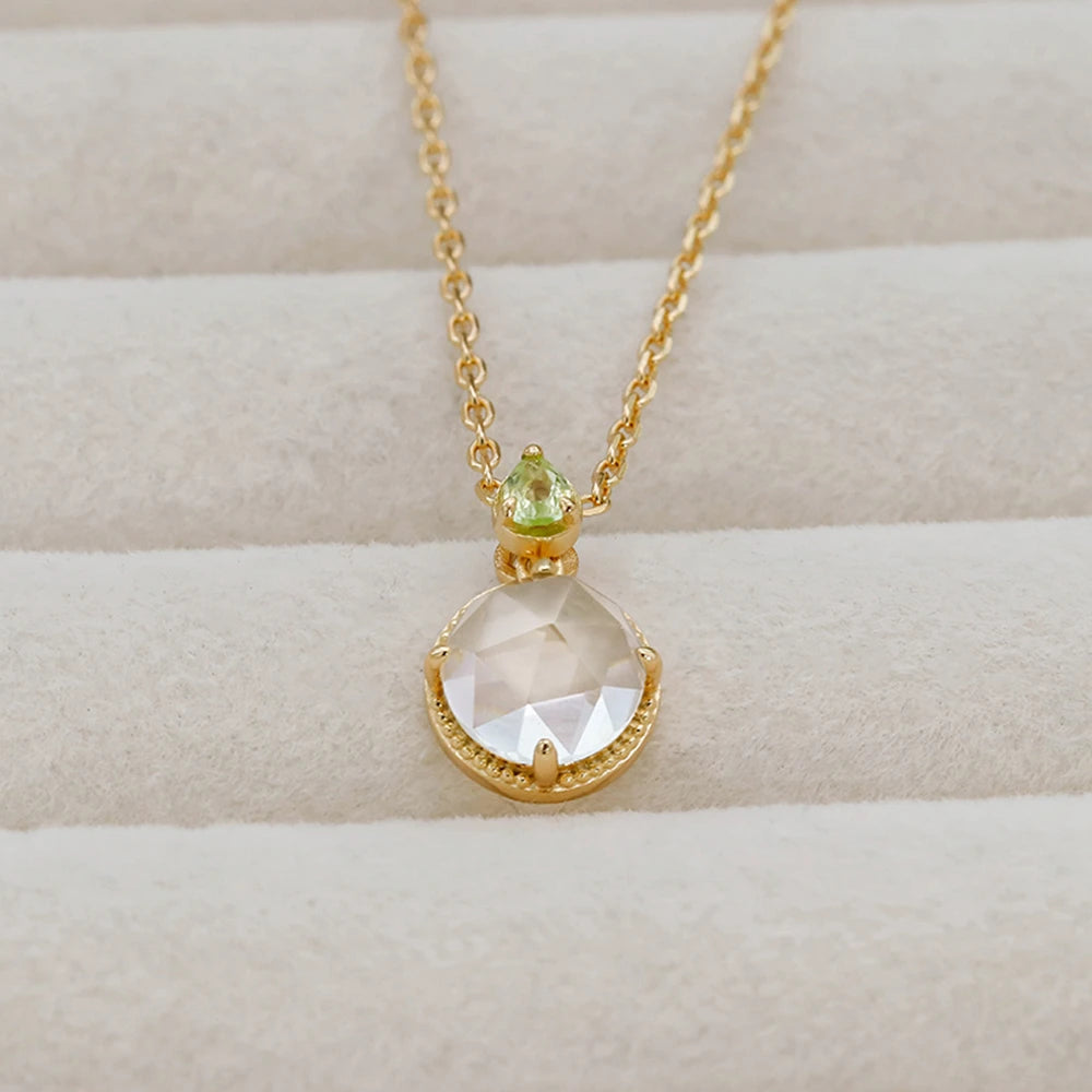 Round Stone Peridot Green Amethyst Necklace