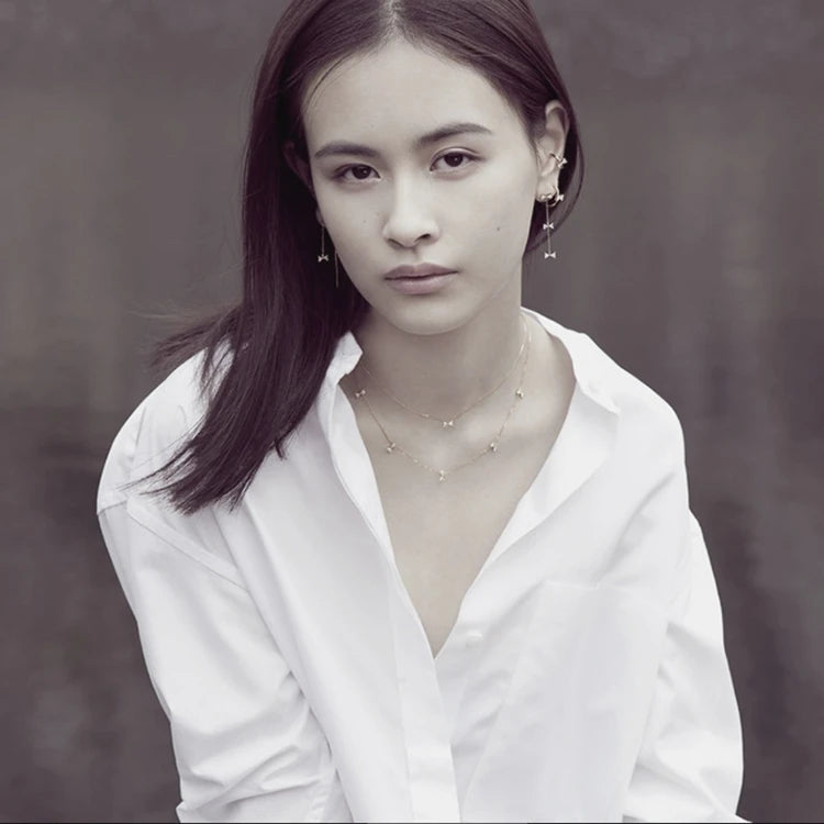 925 Sterling Silver Gold Plated Gemstone Kite Premium Lightweight Long Bow Tie Necklace