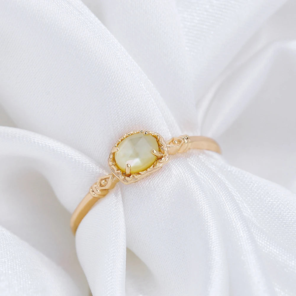 925 Sterling Silver 14K Gold Plated Gem Stone Gemstone Cz Zircon Many Stars Fashion Workplace Irregular Pink Shell Ring