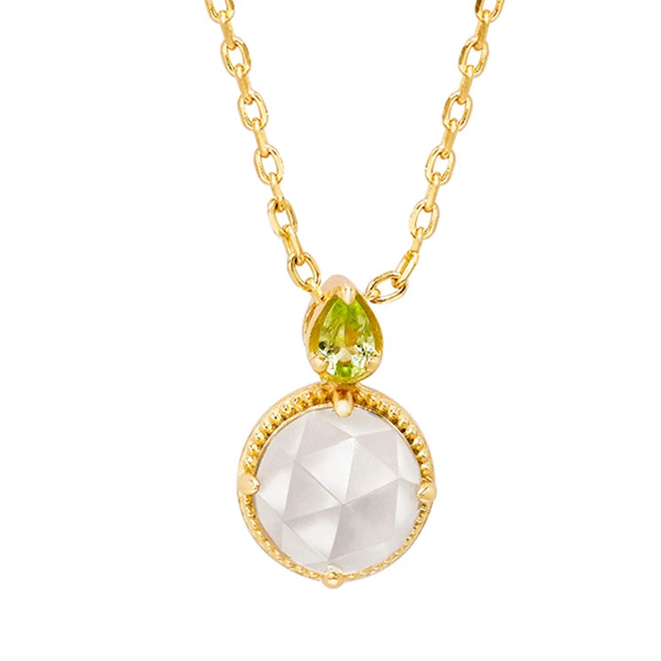 Round Stone Peridot Green Amethyst Necklace
