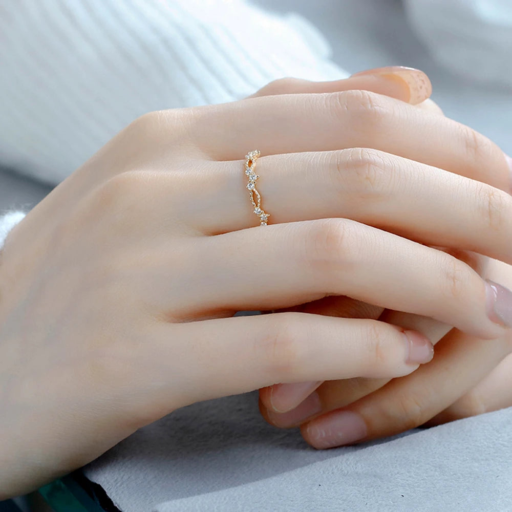 925 Sterling Silver 14K Gold Plated Gemstone Minimalist Vintage Zircon Crown Ring