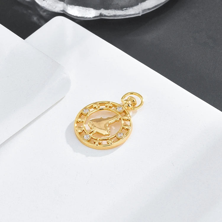 Emotional Factory 925 Sterling Silver 14K Gold Plated Hollow Map Compass Pendant