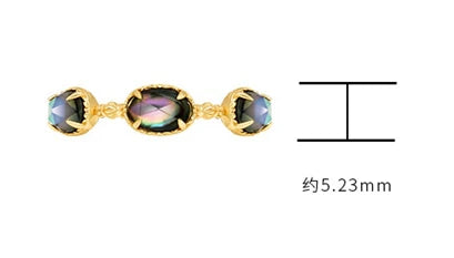 Emotional Factory 925 Sterling Silver 14K Plated Gemstone Gold Abalone Shell Hoop Rock Crystal Ring