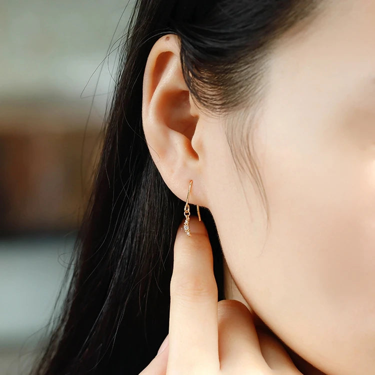 Emotional Factory 925 Sterling Silver 14K Gold Plated Gemstone Simple Earring White Zircon Moon Earrings