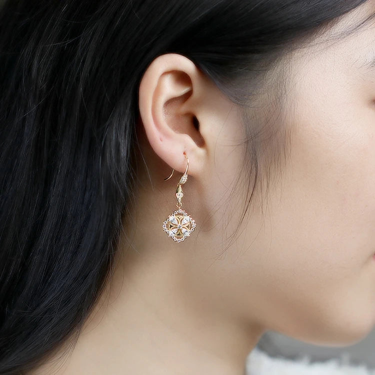 Emotional Factory 925 Sterling Silver 14K Gold Plated Gemstone Magic Zircon European Retro Earrings