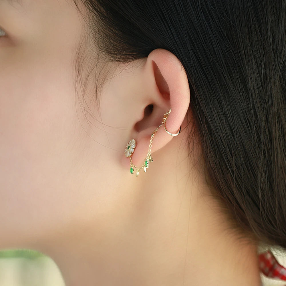 Emotional Factory 925 Sterling Silver 14K Gold Plated Gemstone Animal Series Single Bee Daisy  Citrine Stud Earrings