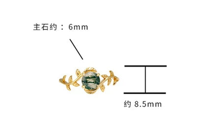 Emotional Joyeria	 Factory 925 Sterling Silver 14K Gold Plated Gem Stone Gemstone Leaf Vine Moss Agate Amethyst Ring