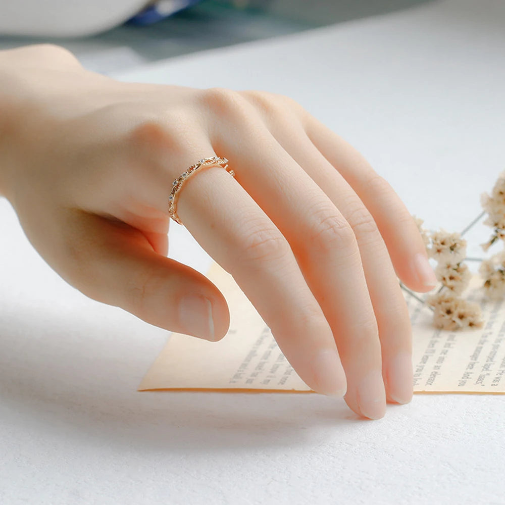 Emotional Factory 925 Sterling Silver 14K Gold Plated Gem Stone Gemstone Cz Extremely Fine Twisted Zircon Ring Stacking Rings