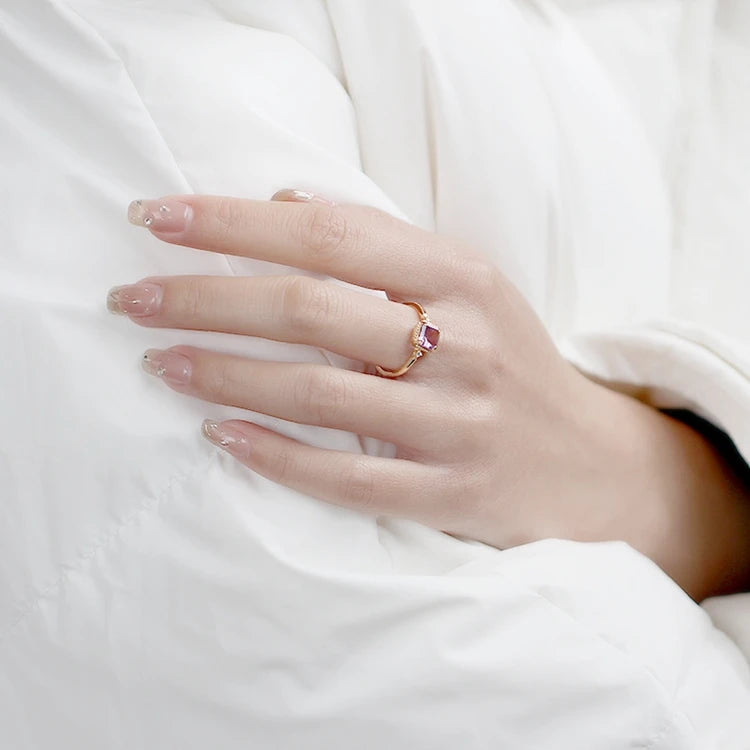 Emotional Pour Couples Bague Argent 925 Factory 925 Sterling Silver 14K Gold Plated Gemstone Amethyst Zircon Thin Ring